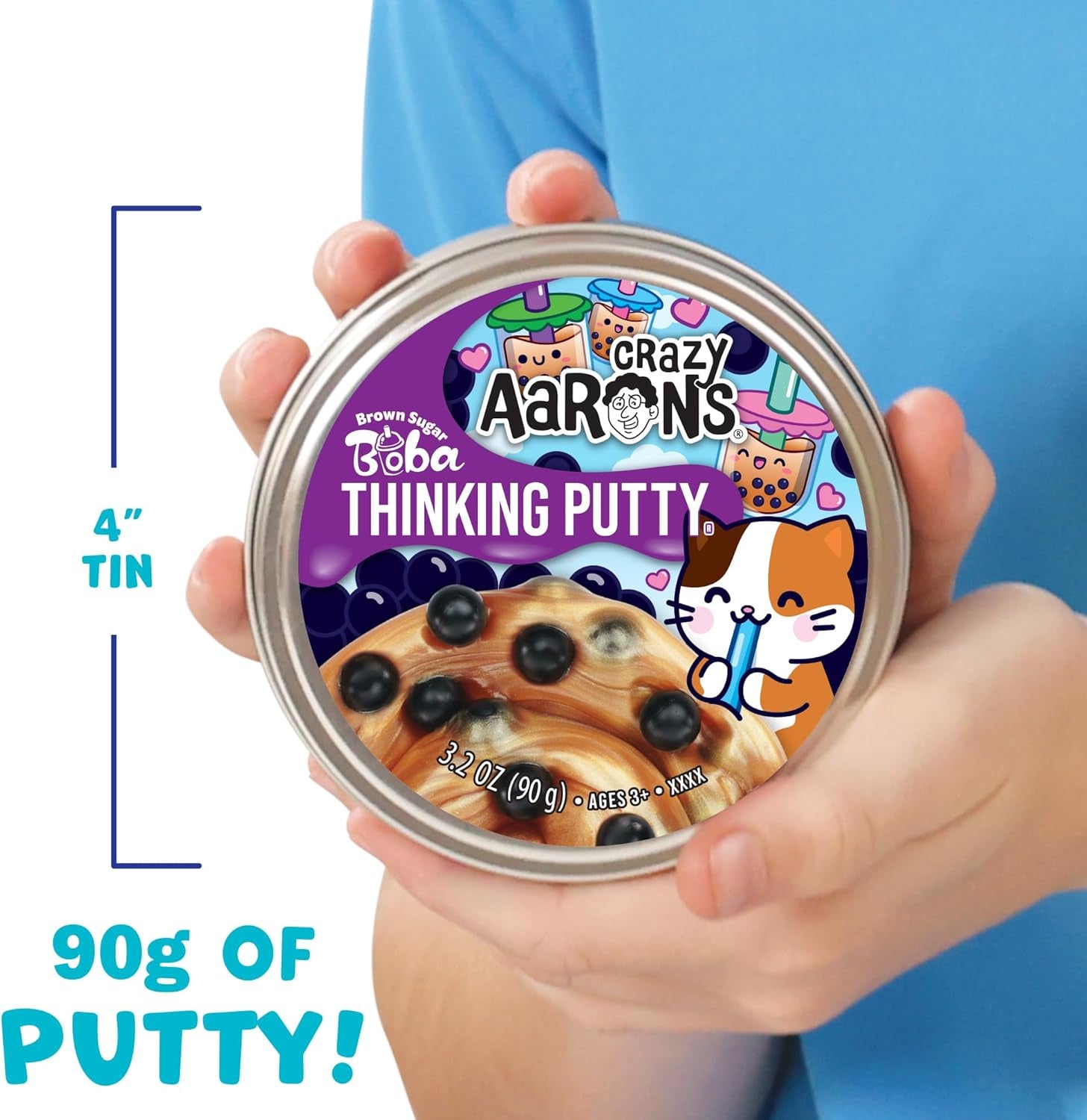Thinking Putty® - Brown Sugar Boba - Sensory Putty for Kids and Grown Ups in a 4" Tin - Creative and Endless Fun, Stress Relief Therapy Toys, Never Dries Out - Made in USA