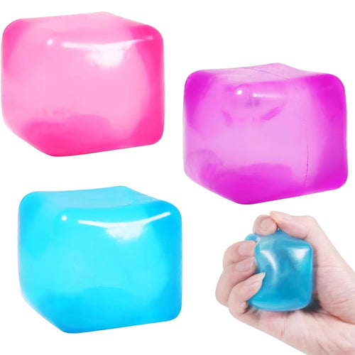 Ice Cube Squishy Stress Ball™ – Square Sensory Fidget Toy for Anxiety & Focus | Soft Squeeze Stress Relief Toy for Teens & Adults