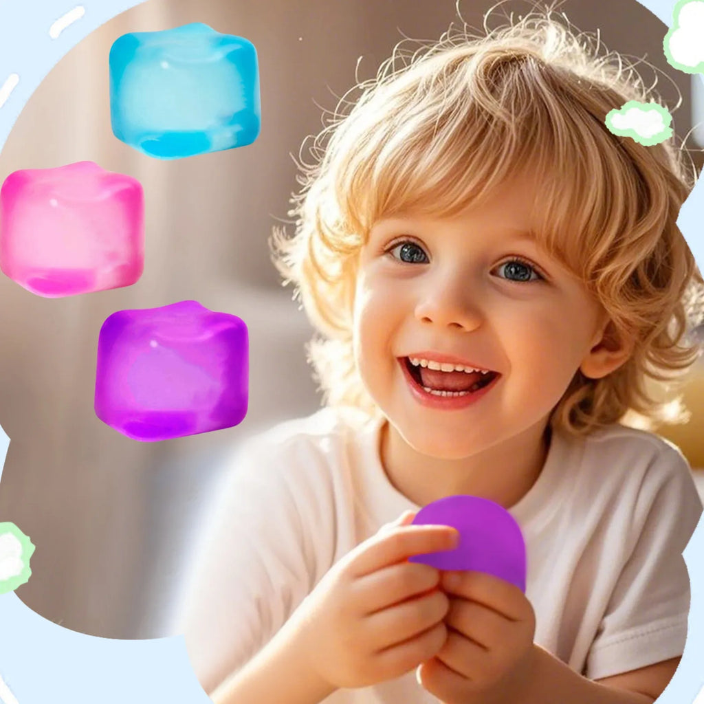 Ice Cube Squishy Stress Ball™ – Square Sensory Fidget Toy for Anxiety & Focus | Soft Squeeze Stress Relief Toy for Teens & Adults