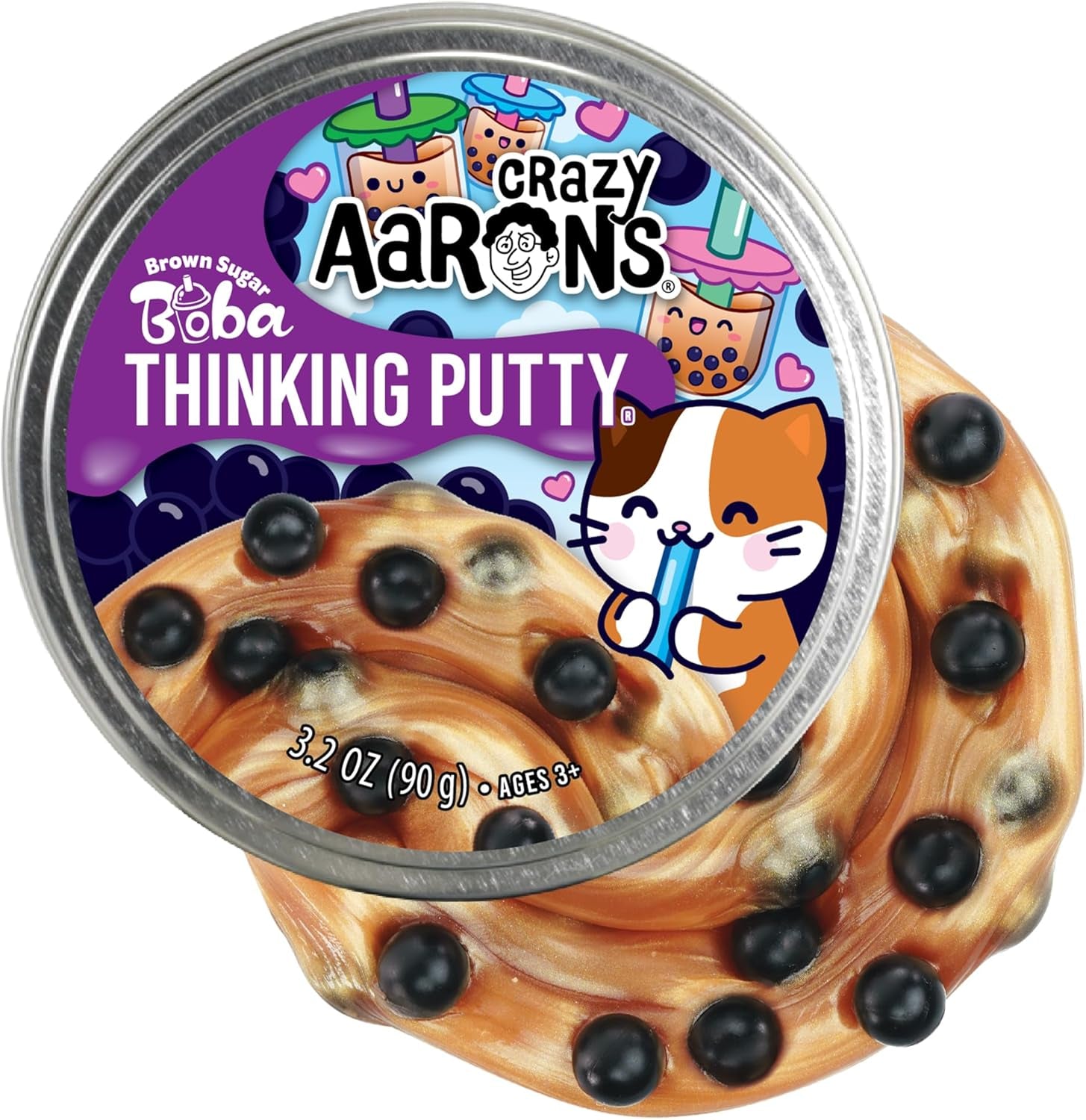 Thinking Putty® - Brown Sugar Boba - Sensory Putty for Kids and Grown Ups in a 4" Tin - Creative and Endless Fun, Stress Relief Therapy Toys, Never Dries Out - Made in USA